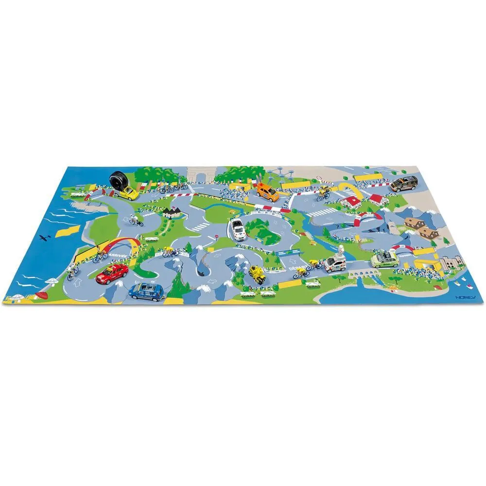 TAPIS DE JEU COURSE CYCLISTE 110X55 CM + 3 VELOS