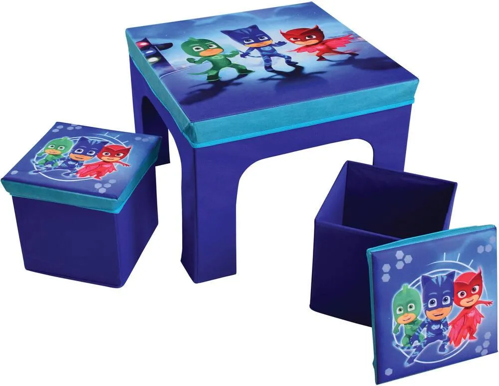 PYJAMASQUES TABLE-  2 TABOURETS DE RANGEMENT PLIABLES