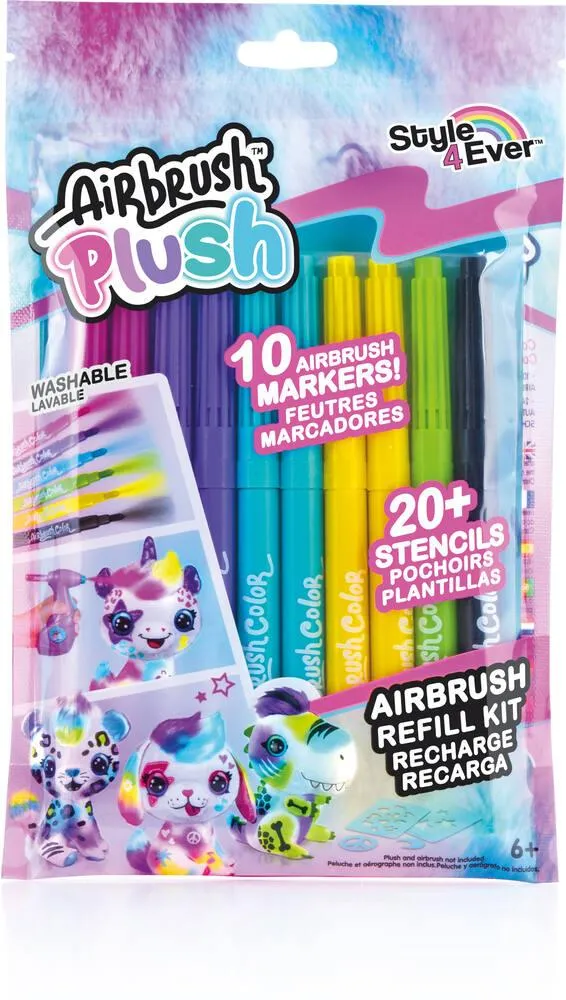 STYLE 4 EVER - AIRBRUSH - RECHARGE  10 FEUTRES ET 2 PLANCHES DE POCHOIRS