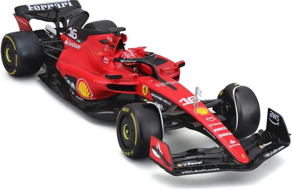 1/18 BBURAGO - FERRARI 2023 FORMULE 1 AVEC CASQUE LECLERC