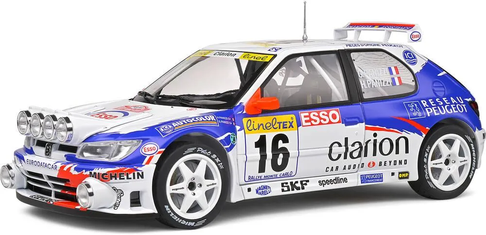 1/18 VOITURE PEUGEOT 306 MAXI NIGHT VERSION WHITE 16 G.PANIZZI - H.PANIZZI RALLYE MONTECARLO 1998