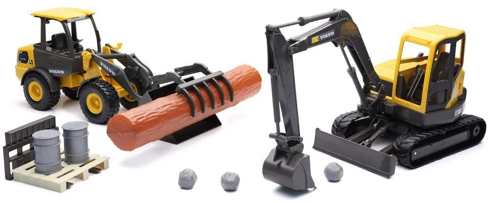 COFFRET 2 ENGINS T.P. VOLVO 1/18° AVEC ACCESSOIRES