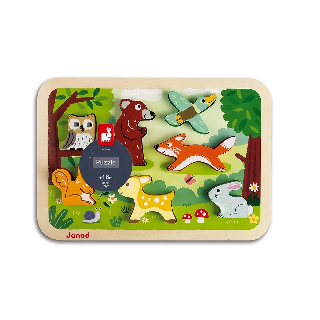 Chunky Puzzle Forêt 7 pièces : Puzzles en bois premier âge - Janod
