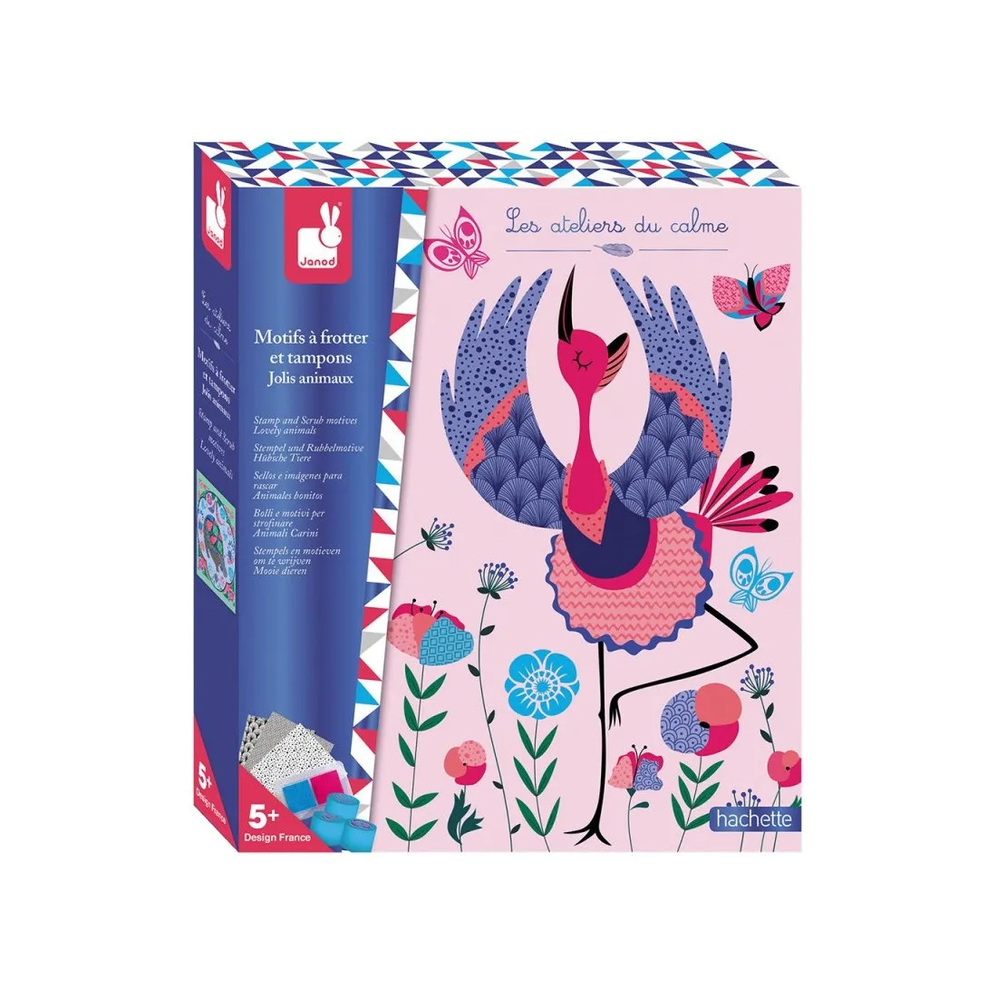 Motifs à frotter et tampons jolis animaux - Les ateliers du calme - Janod