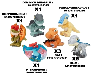 Jurassic asst peluche 25cm