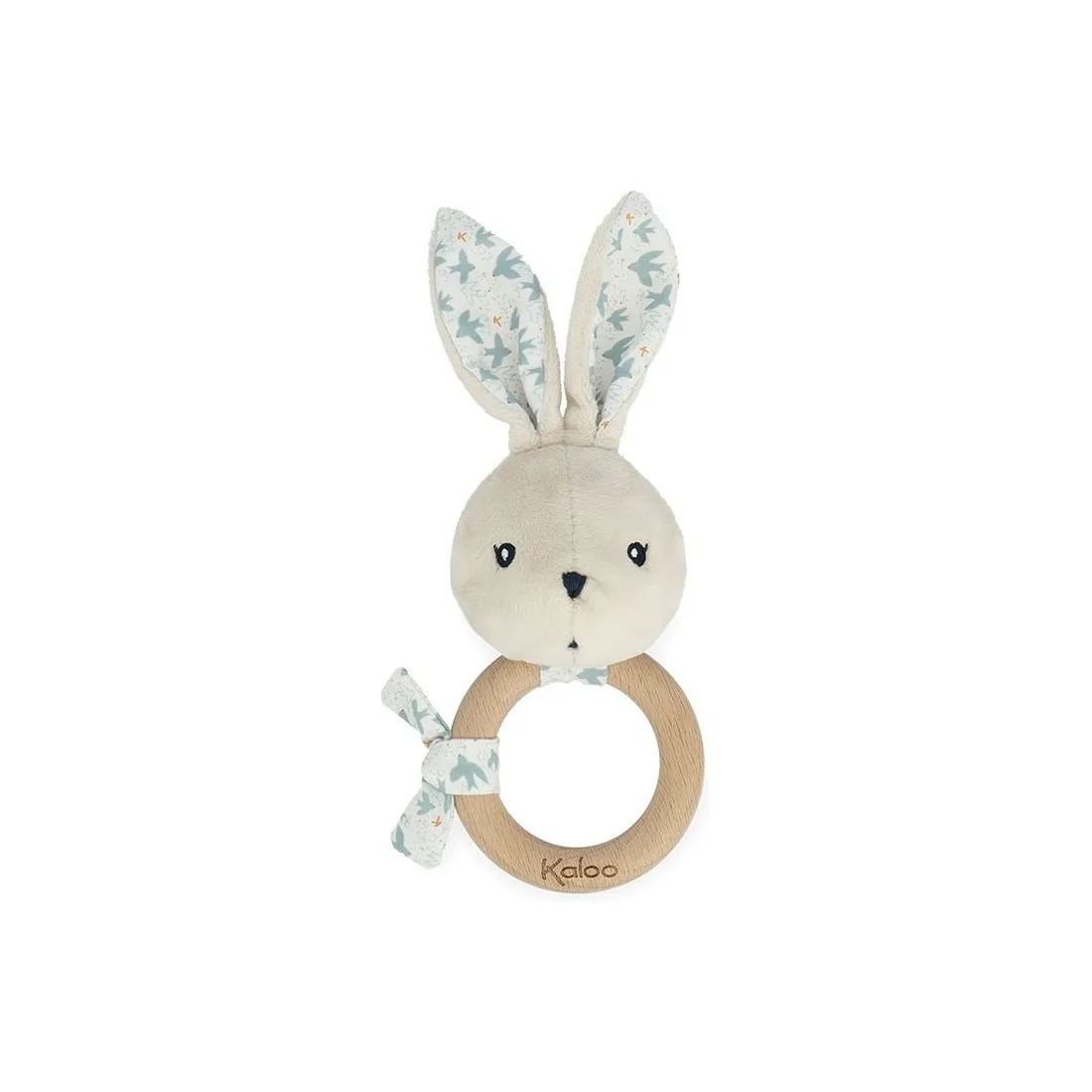 Hochet bébé - Hochet en bois, peluche lapin bleue - Kaloo
