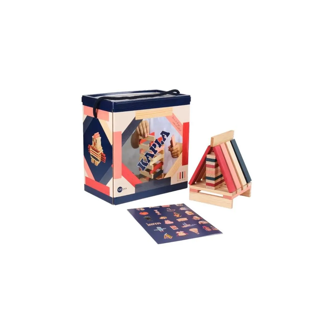 Baril 120 Kaplas - bleu, rose, rouge - Jeu de construction - Kapla