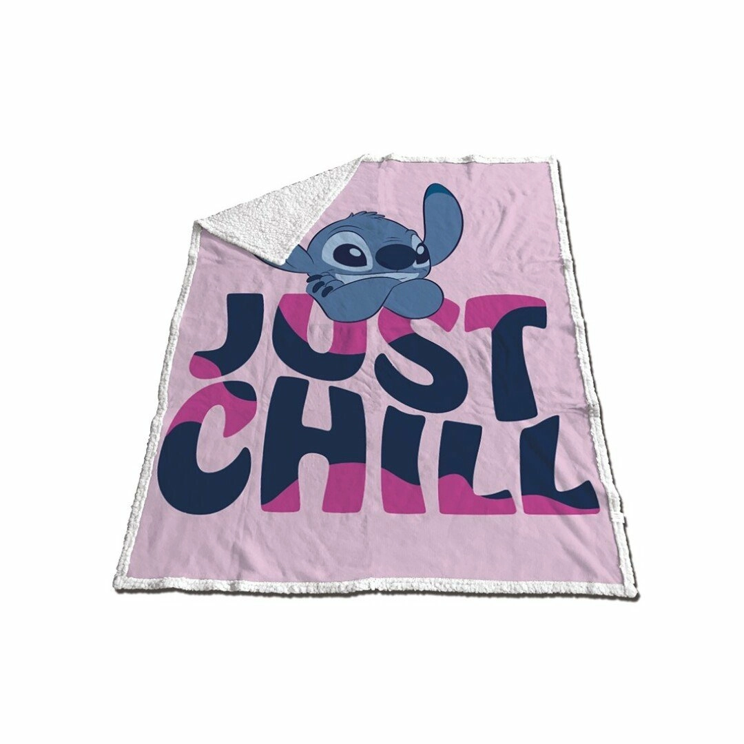 Lilo & stitch - couverture sherpa 120x150cm - stitch just chill