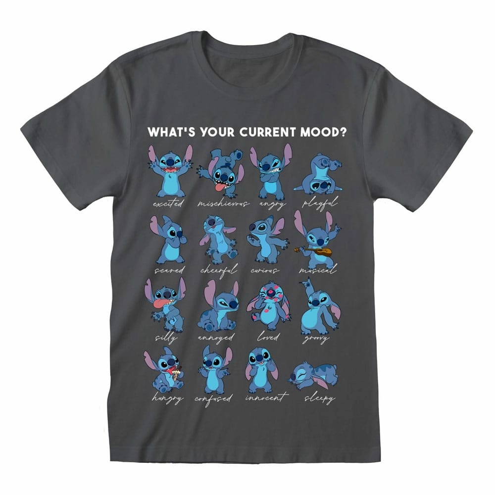 Lilo & stitch t-shirt stitch emotions charcoal (xl)