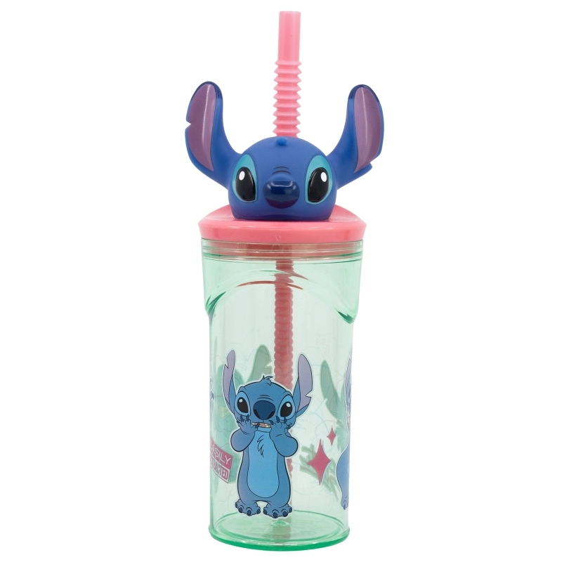 Lilo&stitch - verre plastique 3d avec paille  - stitch 360ml