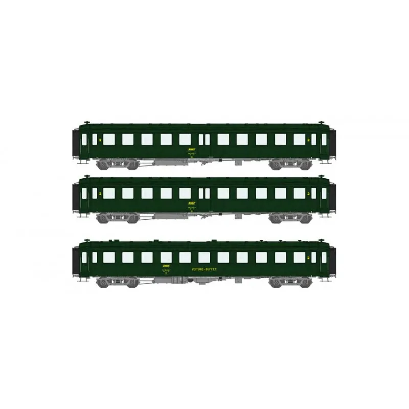 Lot de 3 voitures BACALAN, SNCF. REE MODELES VB-374