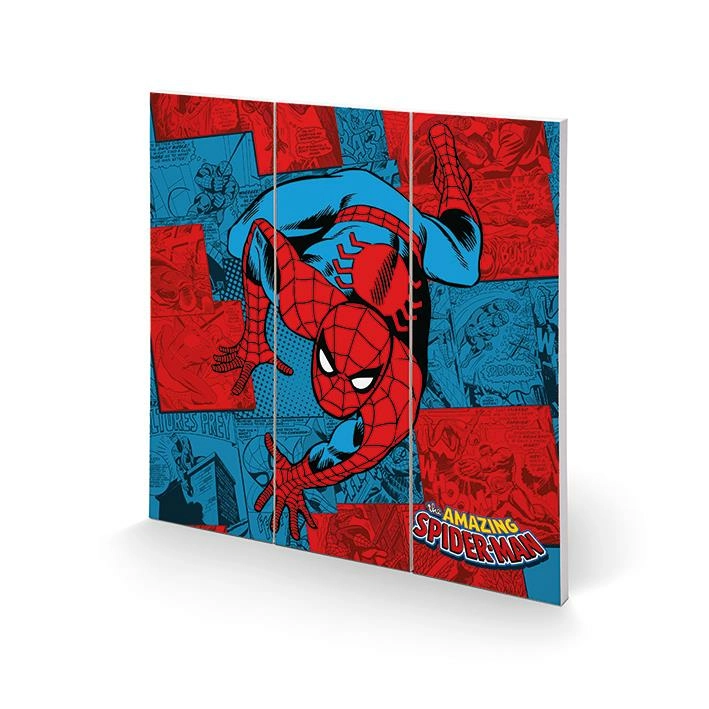 Marvel comics - spider-man impression sur bois 30 x 30 cm