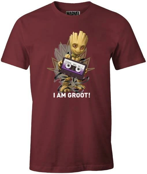 Marvel - les gardiens de la galaxie -  t-shirt bordeaux hommes -  je suis groot - xl