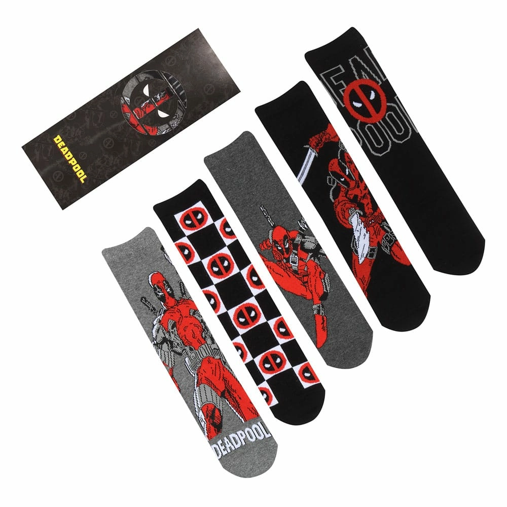Marvel pack 5 paires de chaussettes deadpool l-xl