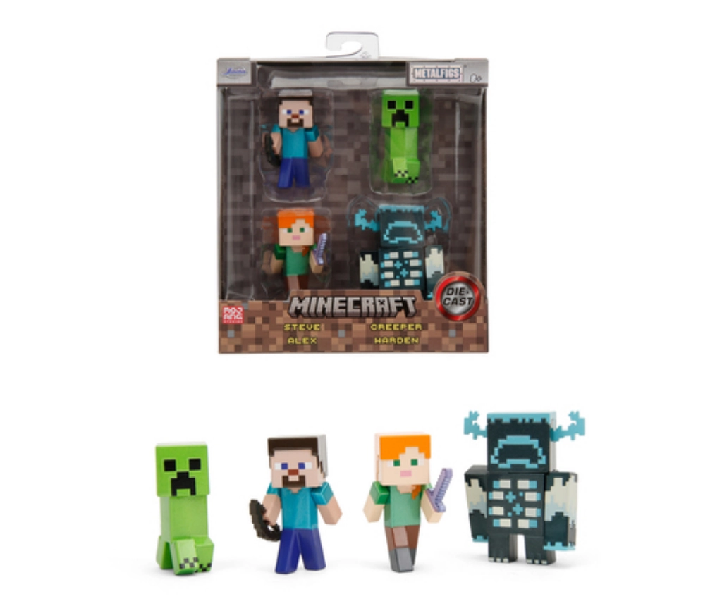 Minecraft pack 4 figurines diecast nano metalfigs 6 cm
