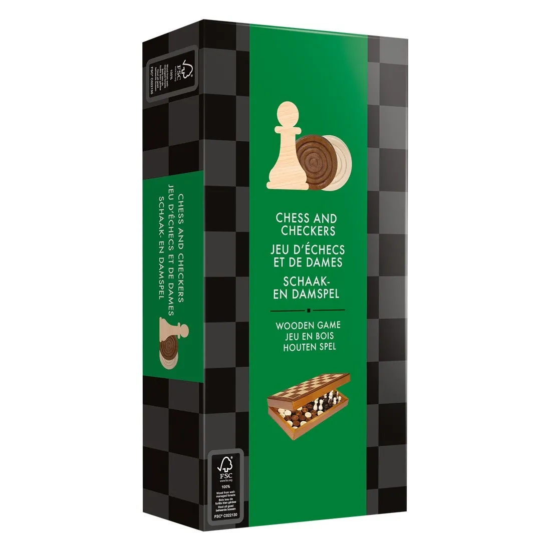 Jeu d'échecs et de dames pliable en bois