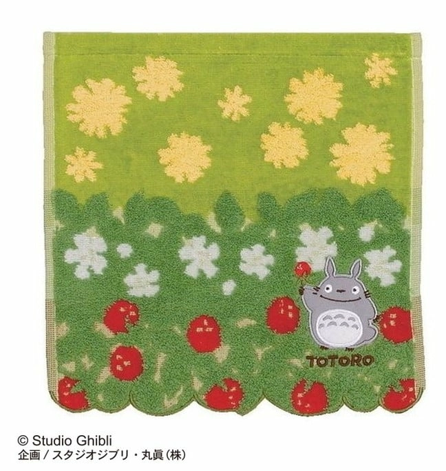 Mon voisin totoro - totoro fleurs & fraise - mini serviette 25x25cm