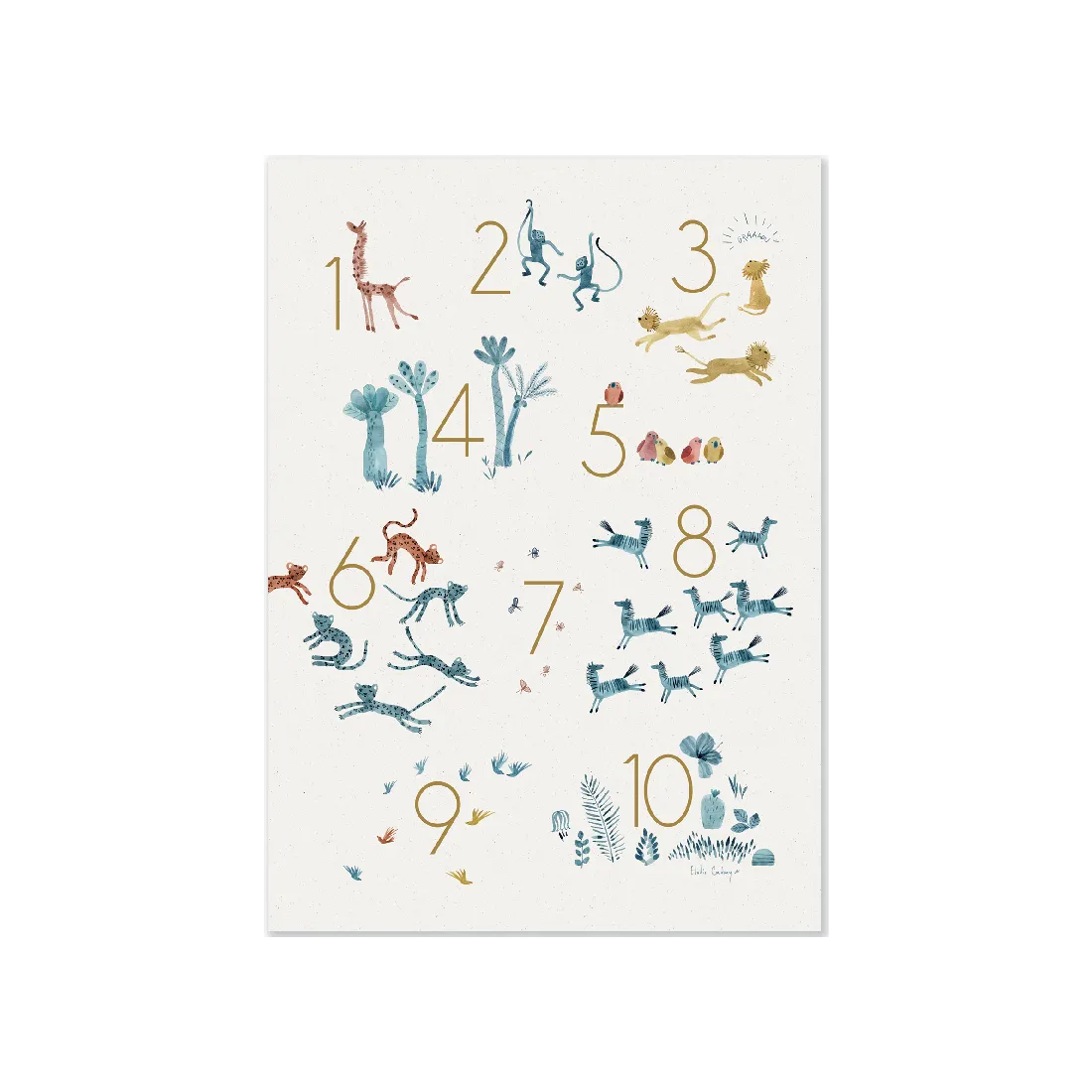 Affiche Chiffres 50x70cm Sous mon baobab - Moulin Roty