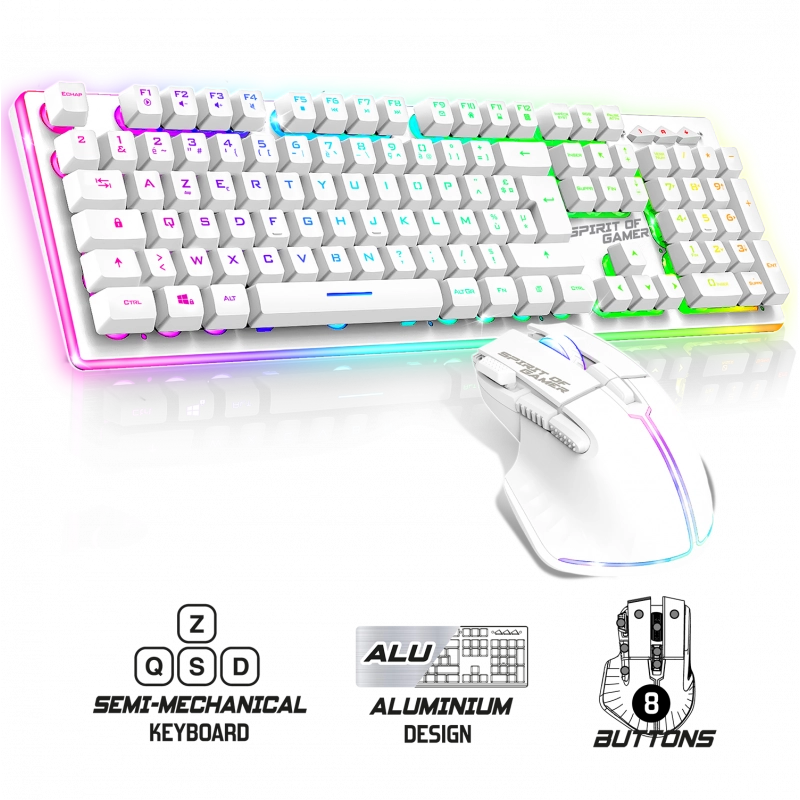 Pack gamer ultimate 600 sans fil blanc - clavier / souris