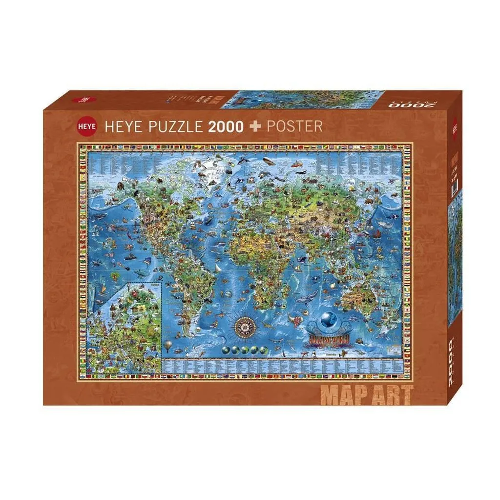 Puzzle - Map Art Amazing World de Rajko Zigic - 2000 Pièces