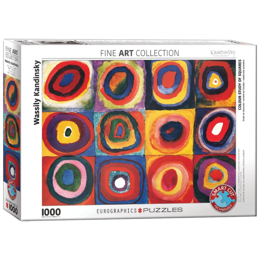 Puzzle - Vassily Kandinsky - Étude de Couleurs Carrés avec Cercles Concentriques - 1000 Pièces