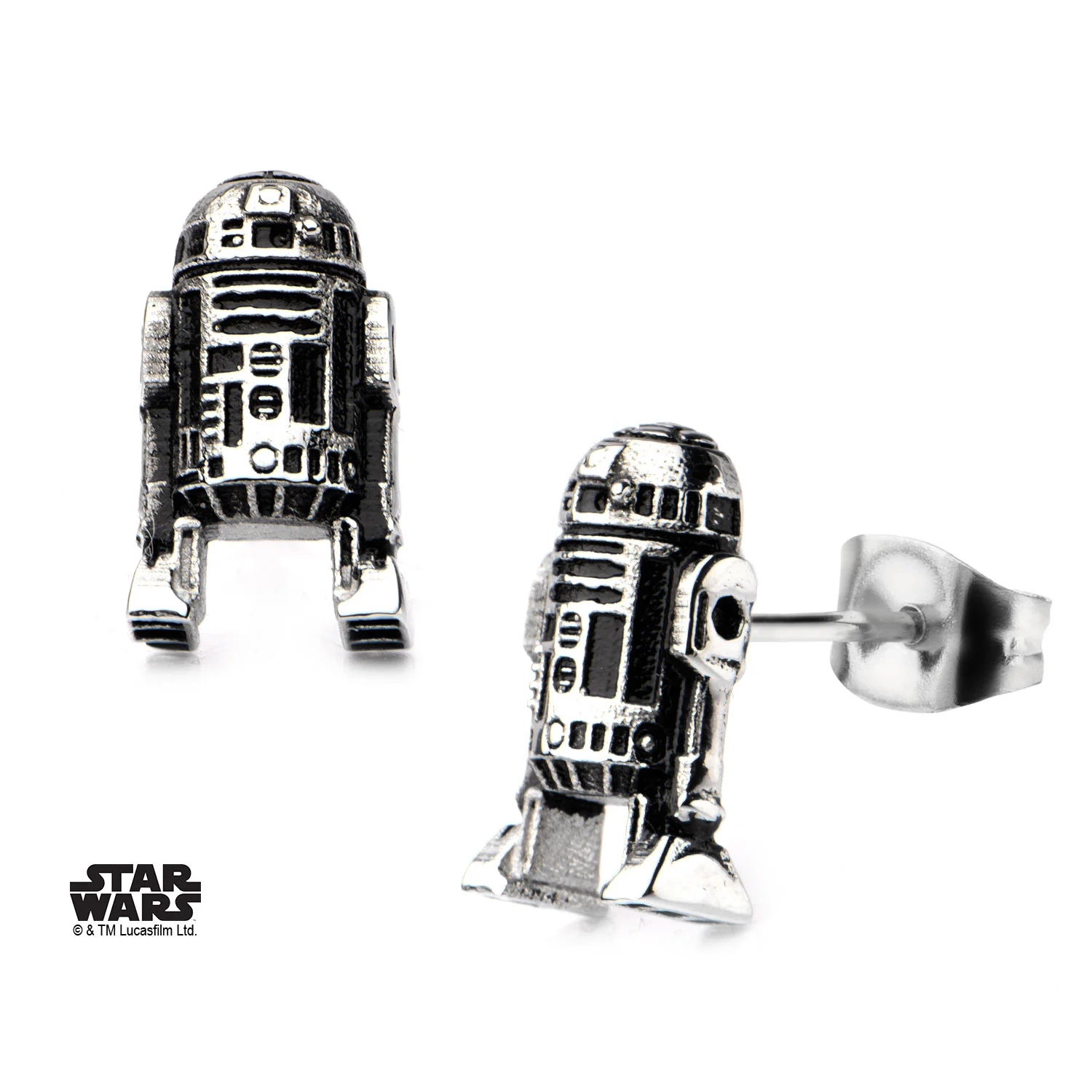 STAR WARS - Boucles d'Oreilles Inox R2D2 3D