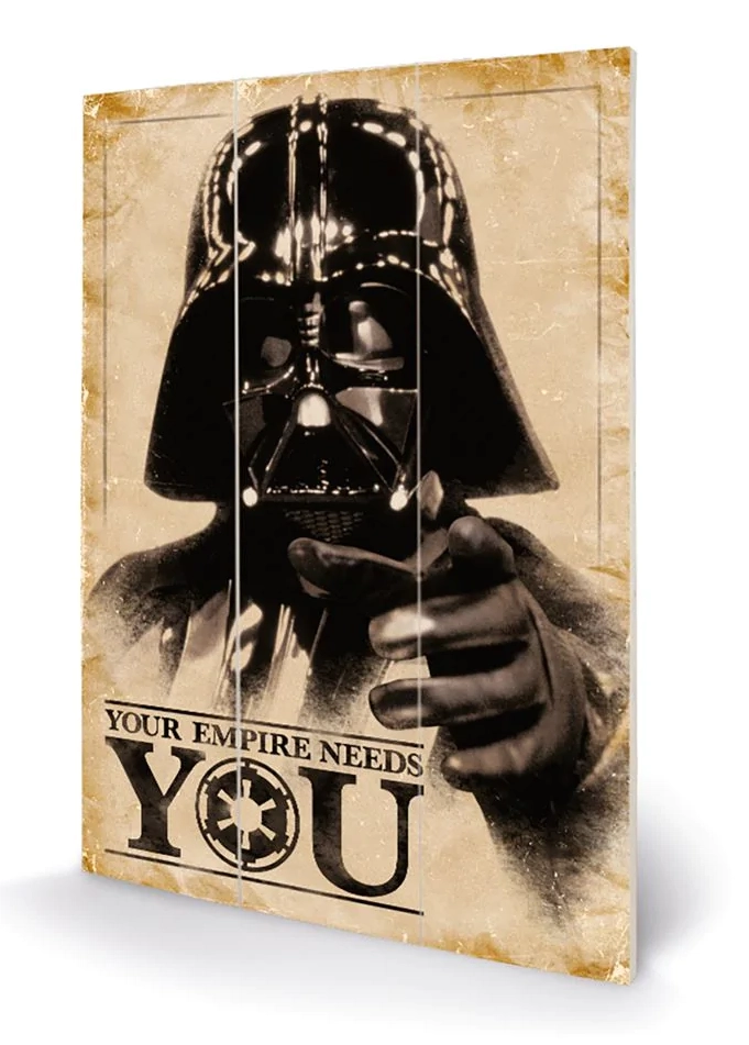 Star wars - votre empire a besoin de vous impression sur bois 20 x 29.5 cm