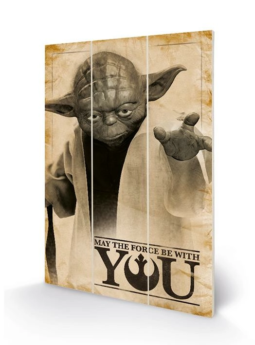 Star wars - yoda que la force impression sur bois 20 x 29.5 cm