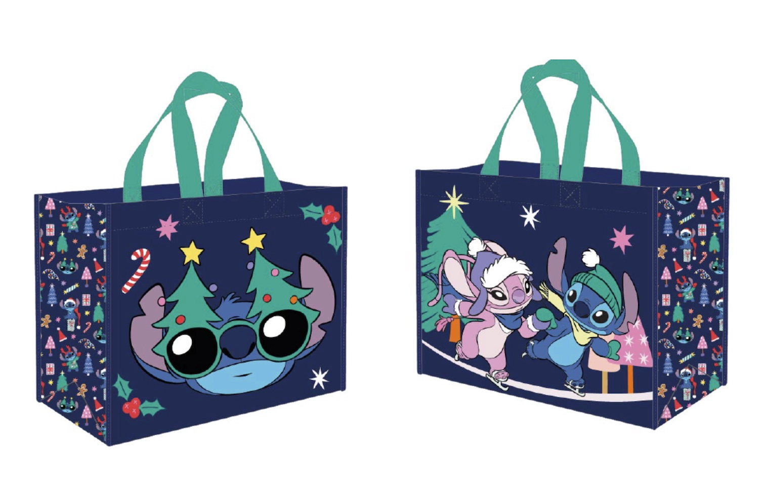 Stitch & angel - snow & xmas - shopping bag