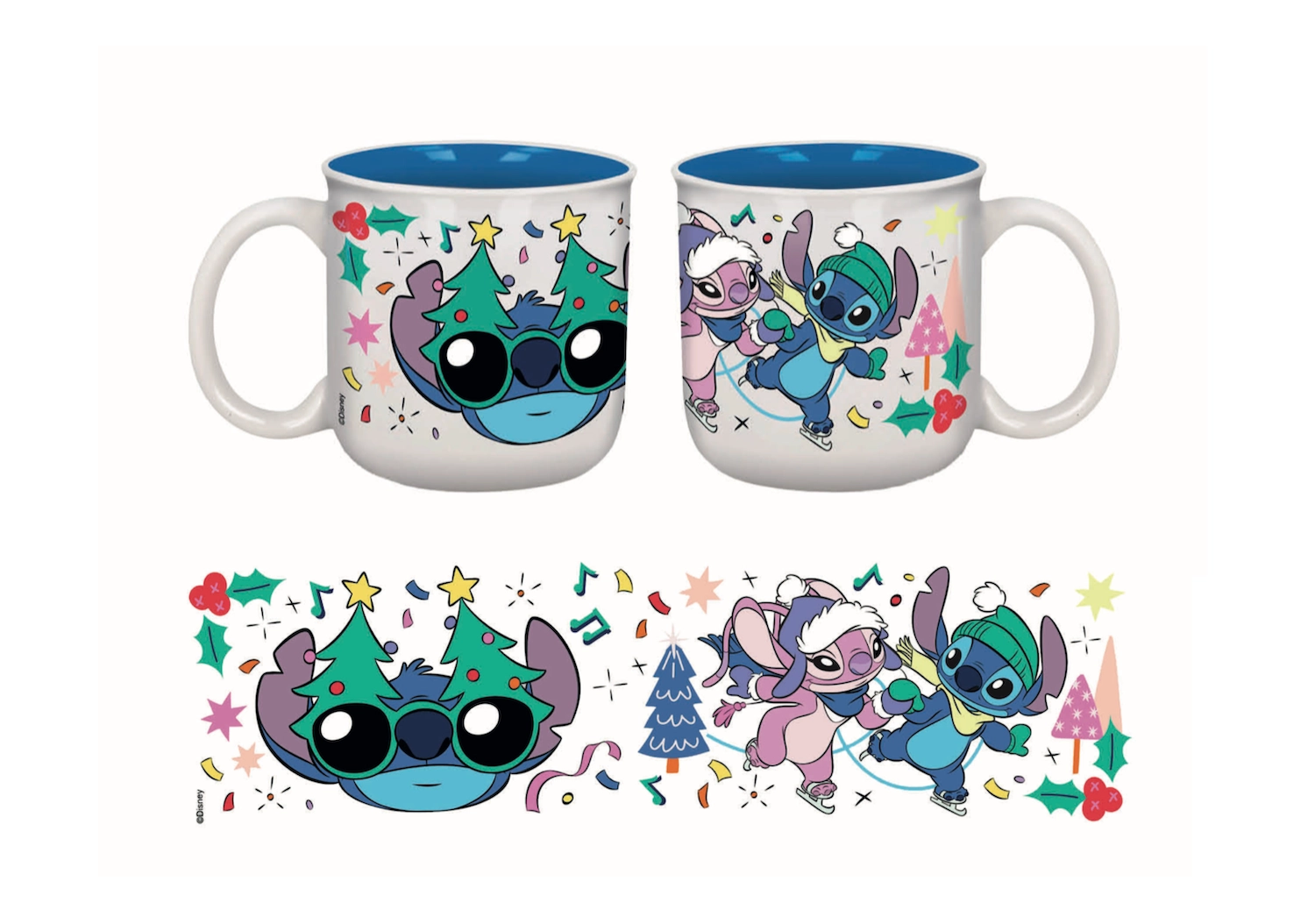 Stitch-mas - patinage à glace - mug breakfast - 420ml