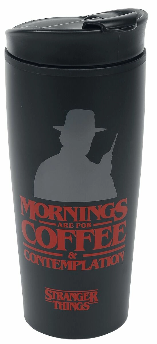 Stranger things -  coffee & contemplation reusable metal travel mug