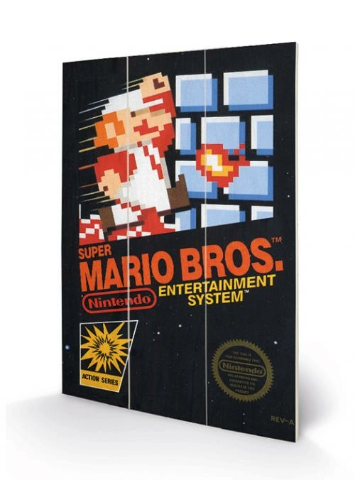Super mario bros - impression sur bois 20x29.5 - nes cover