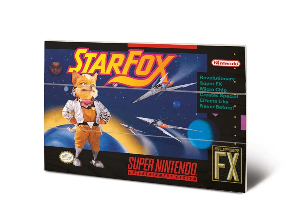 Super nintendo - star fox - impression sur bois 20x29.5cm