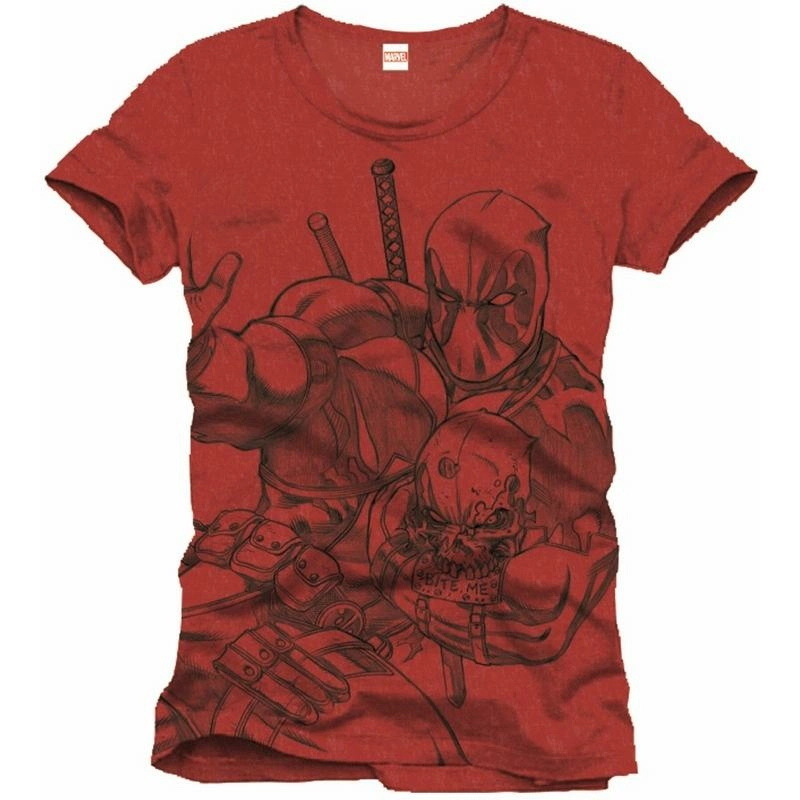 T Shirt Deadpool Scketch Rouge Homme Taille S