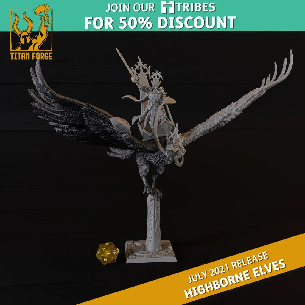 Titan Forge – Highbornes Elves – Regal Guard Officer on Bird of Radiance