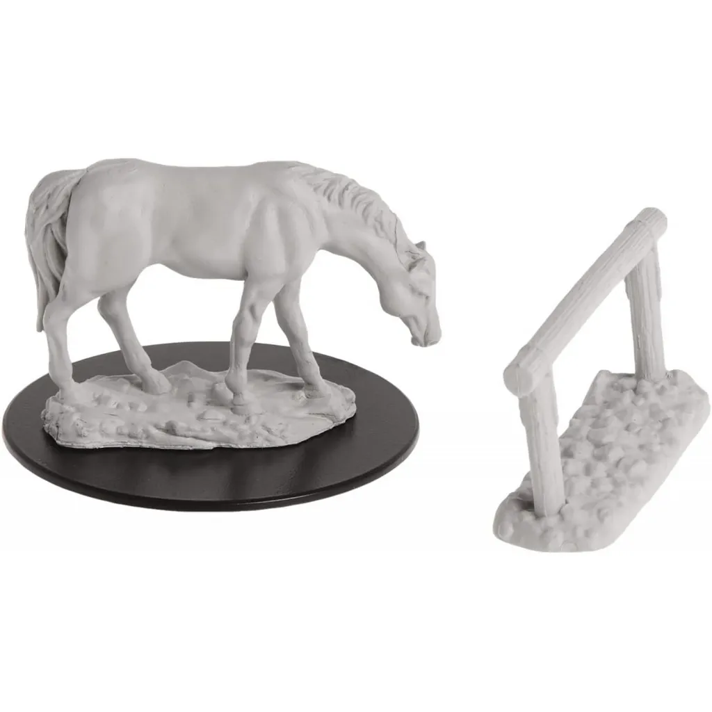 Wizkids Deep Cuts Unpainted Miniatures - Horse & Hitch